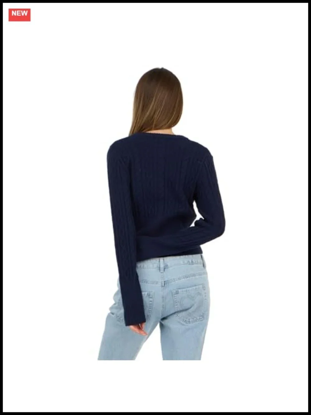 Cable Knit Fitted Cardigan Long Sleeve Button Front Sweater